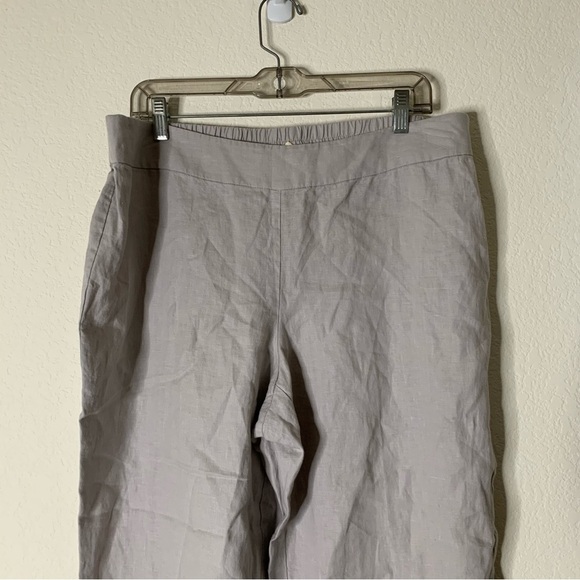 Eileen fisher Womens gray 100% linen crop pull on pants L - Picture 3 of 7